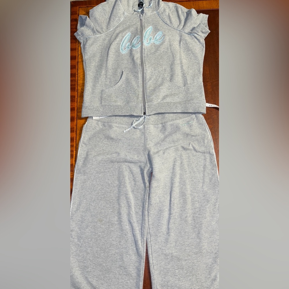 Vintage Bebe Y2K Gray Lounge Set Hoodie & Capri Pants - Picture 8 of 16